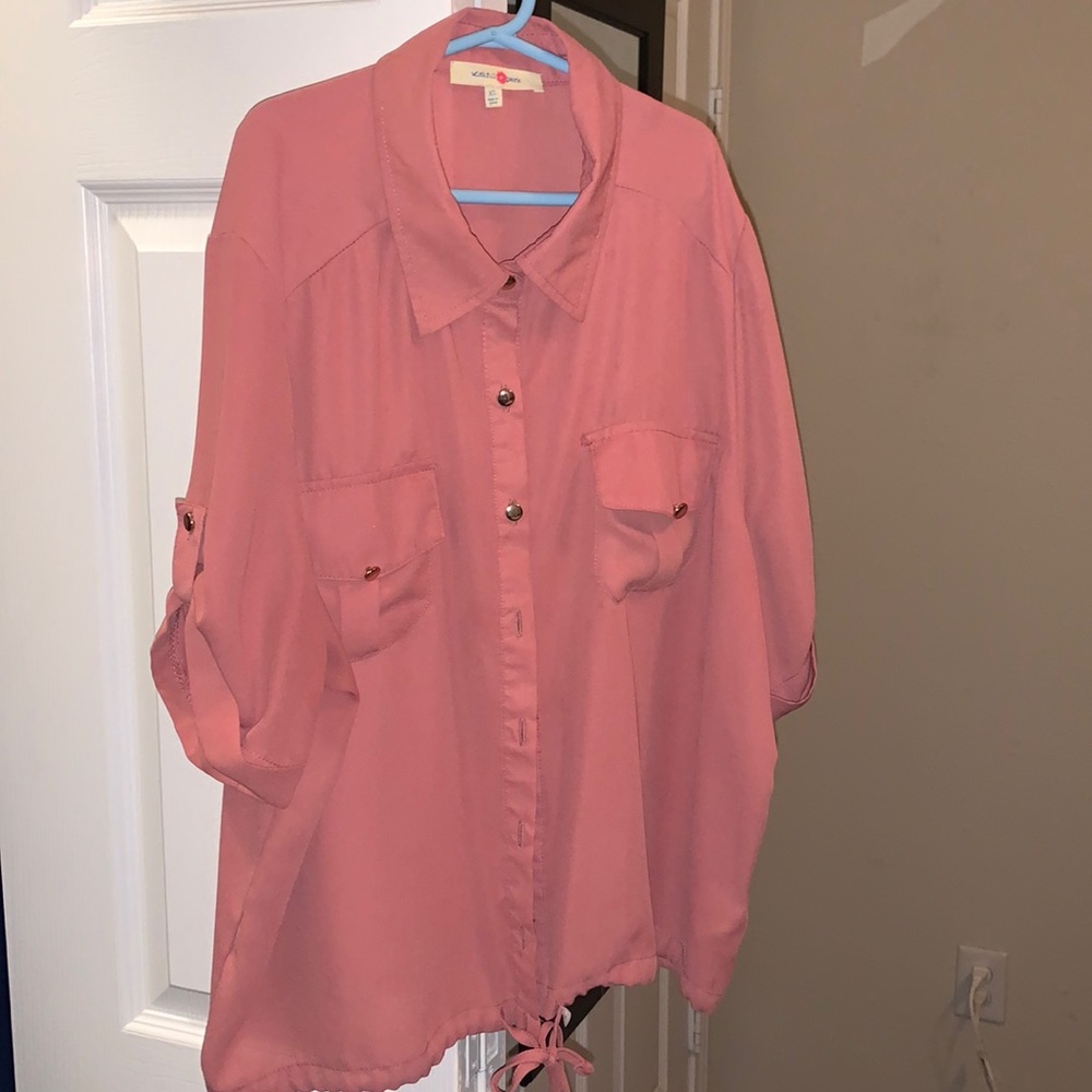 Pink button down blouse!